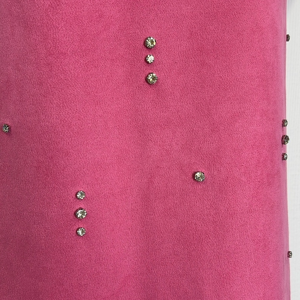 Zara - Pink Faux Suede Jewel Rhinestone Light Short Sleeve Mini Dress Size XS - Picture 9 of 13